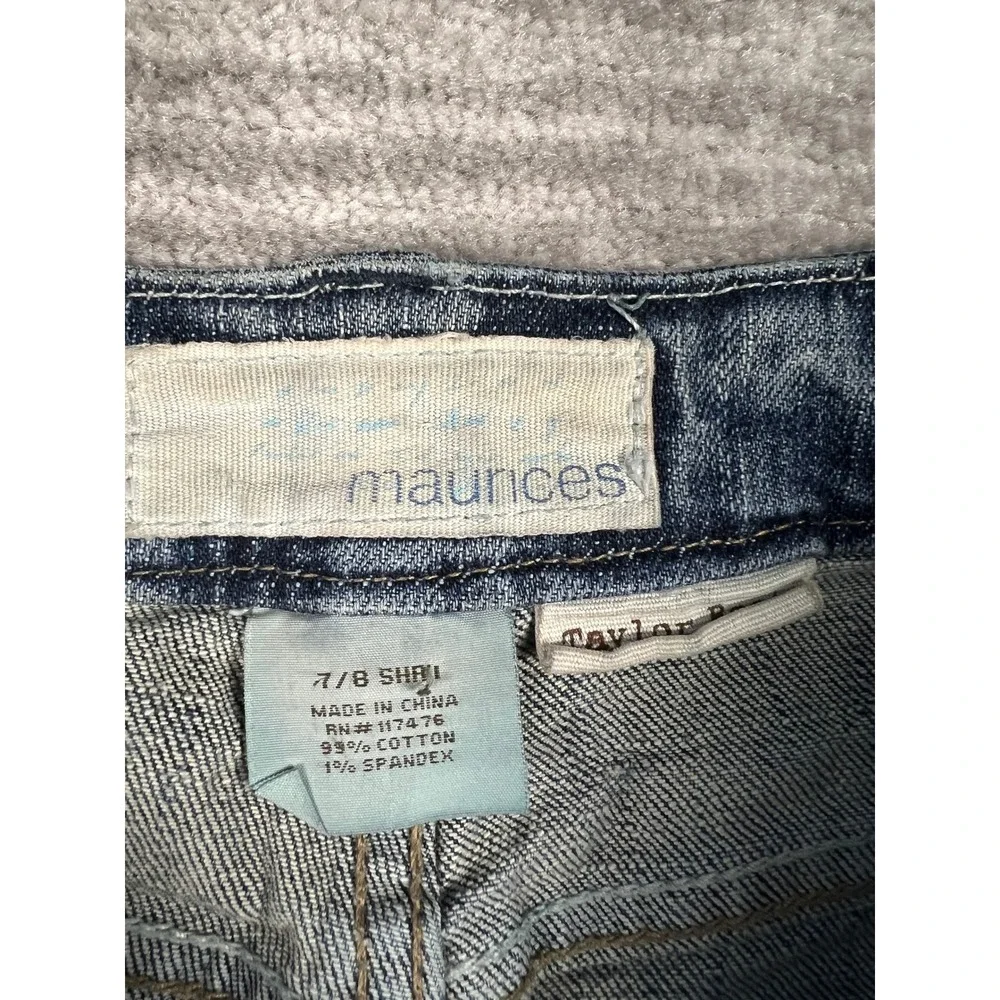 Maurices Jeans Women 7/8 Short Blue Taylor Boot Medium Wash Mid‎ Rise Bootcut